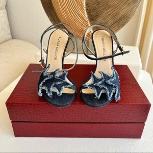 Tamara Mellon Aurora 105 denim/leather star sandal
